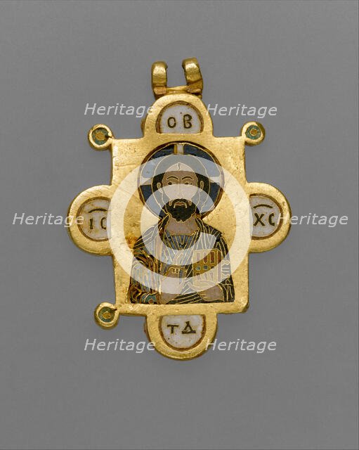 Double-Sided Pendant Icon with the Virgin and Christ Pantokrator, Byzantine, ca. 1100. Creator: Unknown.