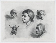 Study of Five Heads, 1803. Creator: Jean-Jacques de Boissieu.