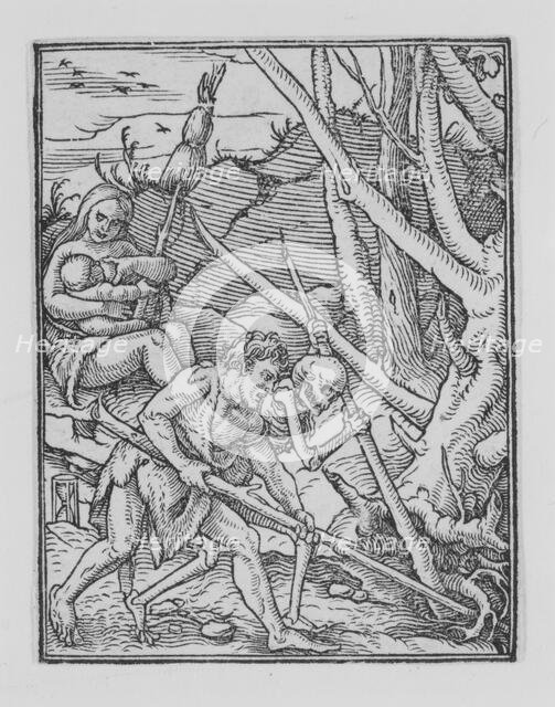 Adam digging, from The Dance of Death, ca. 1526, published 1538. Creator: Hans Lützelburger.