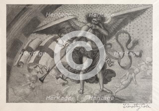 Old Italian Masters: Angel Sounding a Trumpet, 1888-1892. Creator: Timothy Cole (American, 1852-1931).