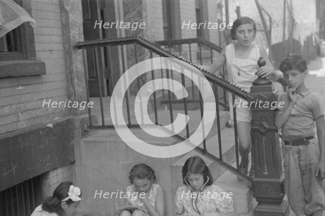 Children playing in the street, 61st Street between 1st and 3rd Avenues, New York, 1938. Creator: Walker Evans.