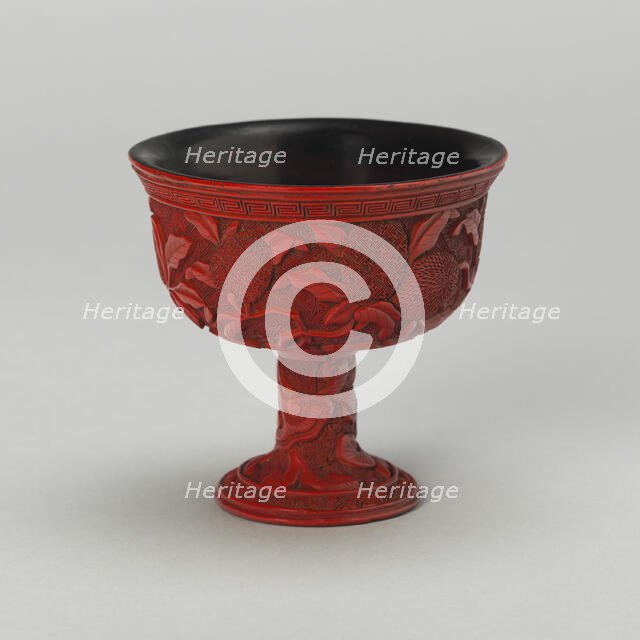 Stem Cup with Leechee and Vines, Ming dynasty (1368-1644), late15th/early 16th century. Creator: Unknown.