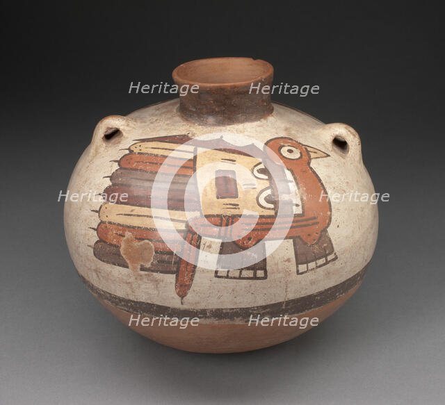 Handled Jar Depicing Abstract Bird, 180 B.C./A.D. 500. Creator: Unknown.
