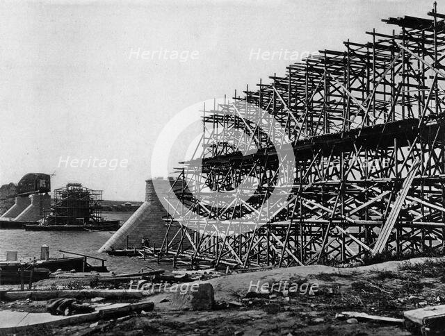 West Siberian Railroad. Building the Bridge Over the Ob River, 1892-1896. Creator: Unknown.