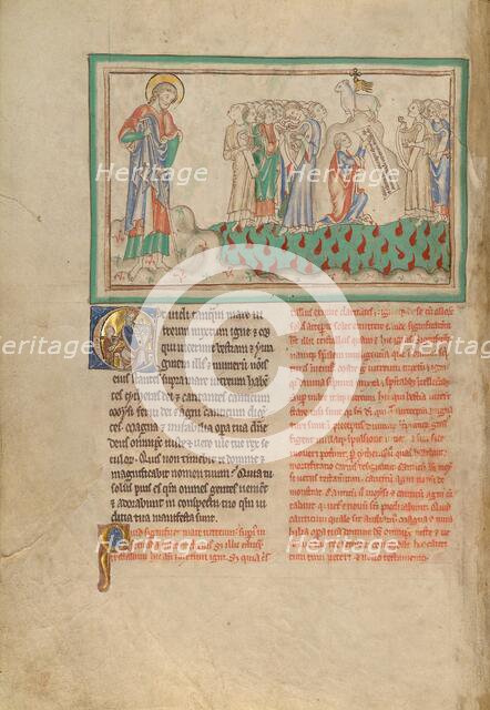 The Harp-Playing Victors on the Sea of Glass; Dyson Perrins Apocalypse, about 1255-1260. Creator: Unknown.