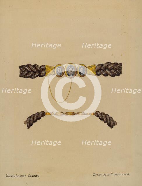 Hair Brooch and Bracelet, c. 1936. Creator: William P. Shearwood.