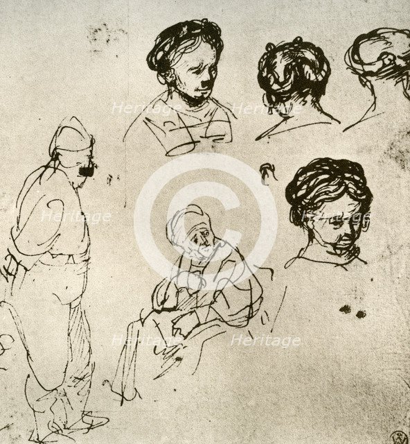 A page of sketches, 1913.Artist: Rembrandt Harmensz van Rijn    