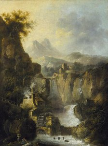 Mountainous Landscape with a Waterfall, 1803. Creator: Louis Belanger.