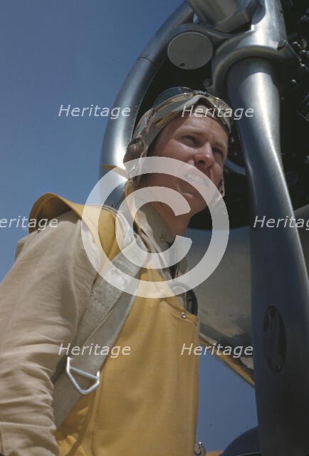 Marine lieutenant, pilot with the power towing plane at page Field, Parris Island, S.C., 1942. Creator: Alfred T Palmer.
