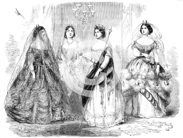 Costumes from the Fancy-Dress Ball, in Aid of the Royal Academy of Music, 1856.  Creator: Unknown.