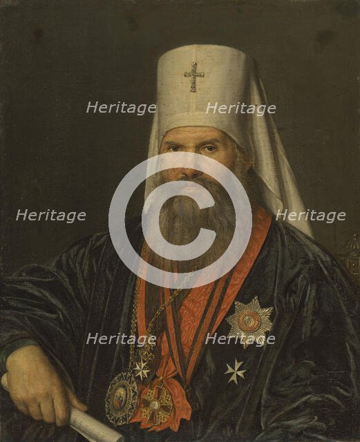 Portrait of the Saint Petersburg Metropolitan Mikhail (Desnitsky) (1762-1821), Early 1820s. Creator: Oleszkiewicz, Józef (1777-1830).