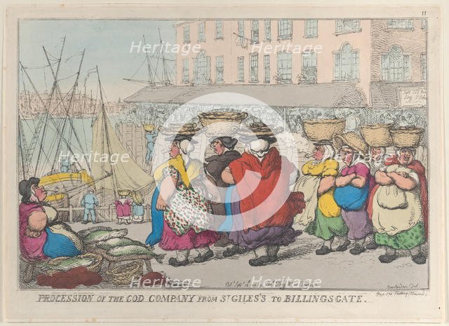 Procession of the Cod Company from St. Giles's to Billingsgate, September 18..., September 18, 1810. Creator: Thomas Rowlandson.