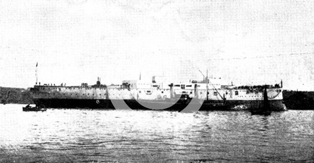 The Launch of H.M.S. Renown: broadside view, 1895. Creator: Unknown.