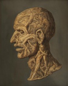 The head of a man composed of writhing nude figures. Creator: Filippo Balbi.
