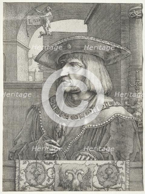 Emperor Maximilian I, 1520. Creator: Lucas van Leyden (Dutch, 1494-1533).