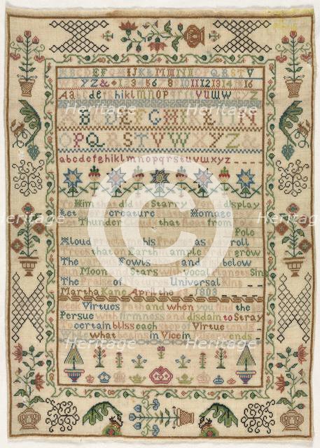 Sampler, 1803. Creator: Unknown.