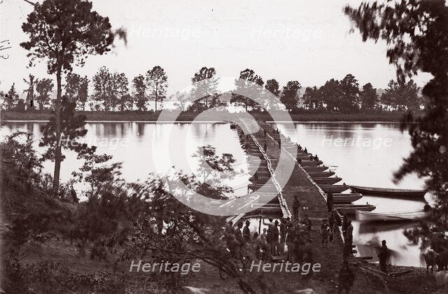 Pontoon bridge across James River, ca. 1864.  Creator: William Frank Browne.