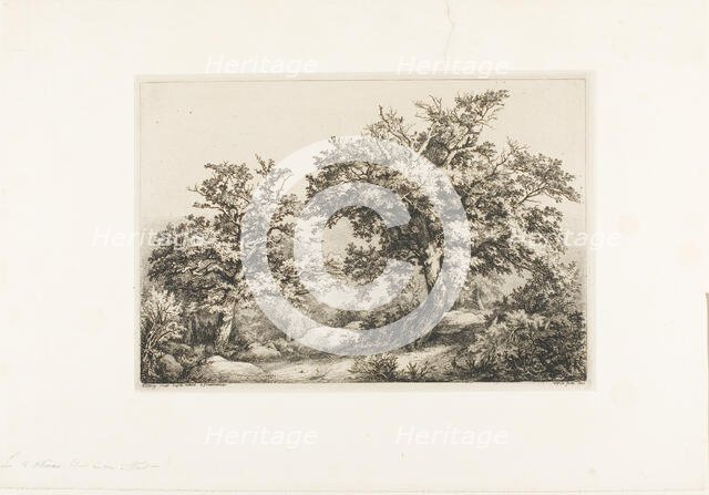 The Two Oaks, Fontainebleau, 1842. Creator: Eugene Blery.