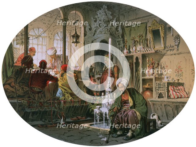 'Ottoman Coffee House', 1858. Artist: Amadeo Preziosi