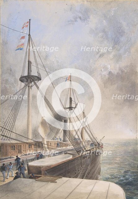 View Looking Aft from the Port Paddle-box on the Deck of the Great Eastern..., 1865-66. Creator: Robert Charles Dudley.