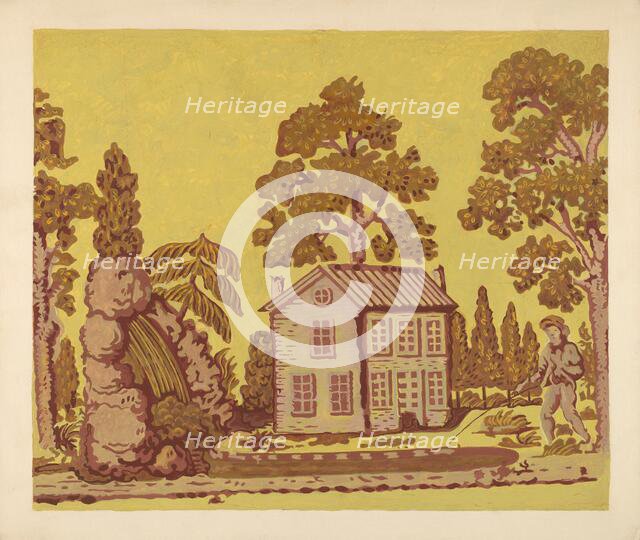 Wallpaper Used as Bandbox Covering, c. 1937. Creator: Albert J. Levone.