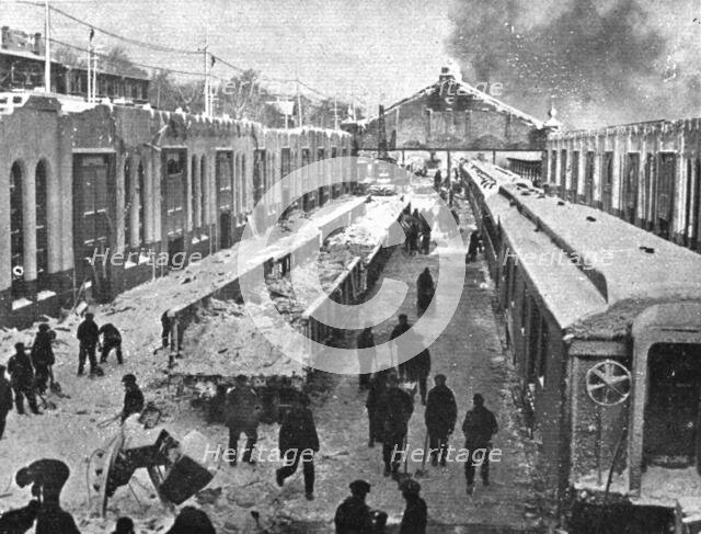 In Canada: The Halifax Explosion;  North Street Station, where the victims were numerous, 1917. Creator: Unknown.