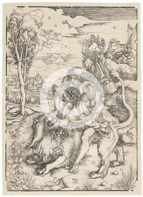 Samson Fighting with the Lion, c1496. Creator: Dürer; Albrecht (1471-1528).