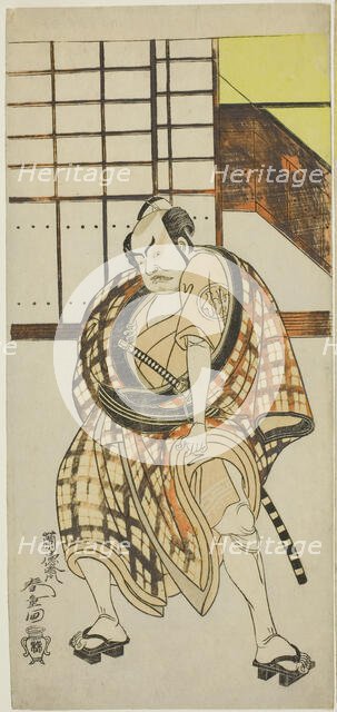 The Actor Nakamura Sukegoro II as Sasano Sangobei in Part Two of the Play Iro Moyo Aoya..., c. 1775. Creator: Rantokusai Shundo.