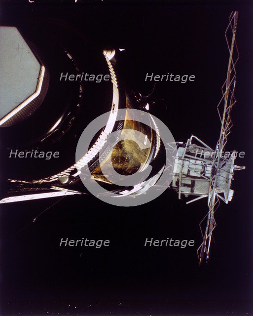 Missing solar array on Skylab 2, 1973. Creator: NASA.