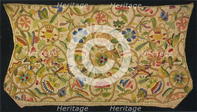 'A Lady's Cap Embroidered in Silk and Gold on Linen', 1927. Artists: Edward F Strange, Unknown.