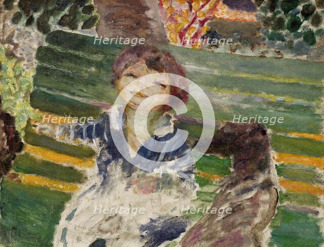 Little girl with a dog or Isabelle Lecomte du Noüy with Bonnard's dog at Le Cannet, 1929-1932. Creator: Bonnard, Pierre (1867-1947).