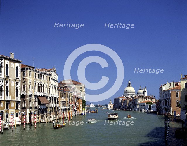 The Grand Canal and San Salute from Accademia bridge, Venice, Italy.