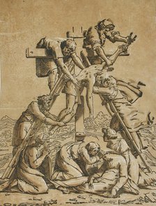 Descent from the Cross, between circa 1520 and circa 1527. Creators: Ugo da Carpi, Raphael.