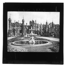 Stone palace and fountain - unknown loation. Creator: Unknown.