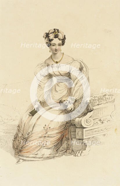 Fashion Plate (Evening Dress), 1826. Creator: Rudolph Ackermann.