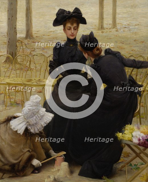 Conversation in the Jardin du Luxembourg, 1892. Artist: Corcos, Vittorio Matteo (1859-1933)