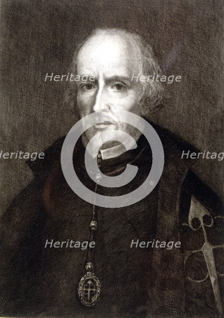 Pedro Calderon de la Barca (1600-1681), Spanish writer, Bartolome Maura engraving on a picture of…