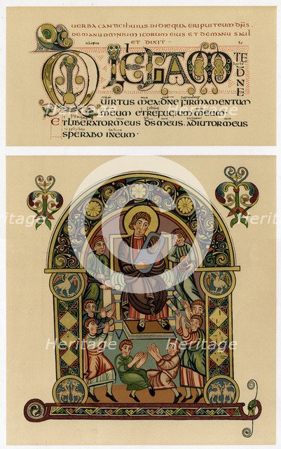 David playing his lyre, 725-750 AD. Artist: Unknown