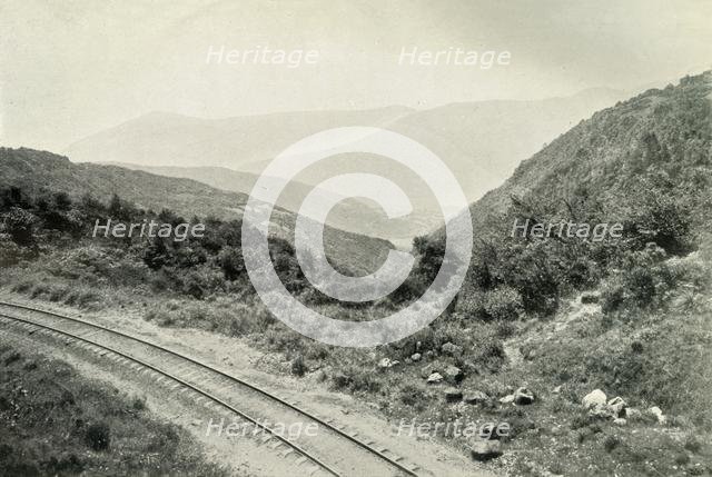 'Ascending the Mexican Cordillera, or Eastern Sierra Madre: The Railway Is Seen In The Valley Far Be Creator: Unknown.
