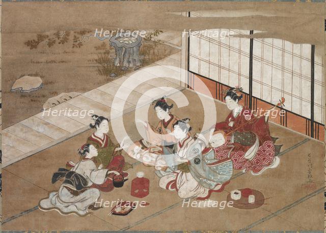 Playing the "Hand Game", c. 1760. Creator: Yasumasa Hasegawa (Japanese).