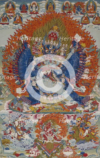 Vajrabhairava with Vajravetali, 18th century. Creator: Unknown.