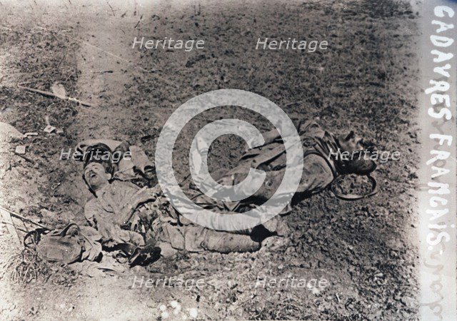 Bodies of dead French soldiers, c1914-c1918. Artist: Unknown.