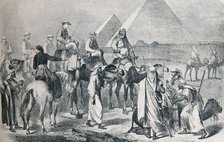 The royal party leaving the encampment at Giza, Egypt, c1861 (1910). Artist: Unknown.