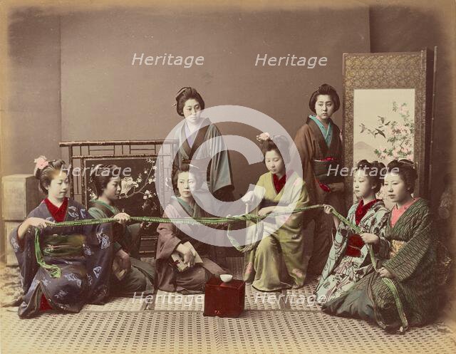 (Konkonchiki) Japanese Girl Playing Game, 1870s-1890s. Creator: Kusakabe Kimbei.