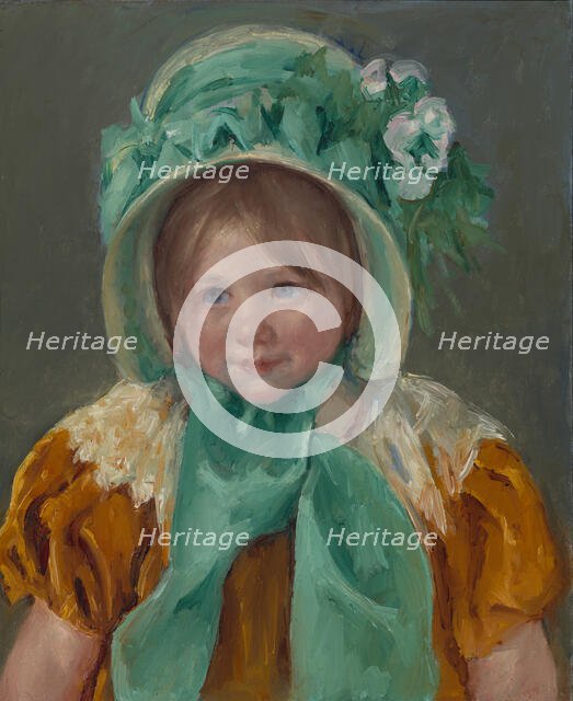 Sara in a Green Bonnet, ca. 1901. Creator: Mary Cassatt.