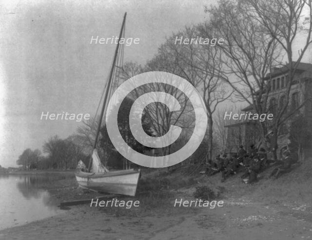 Hampton Institute students sketching a fishing boat at river bank. Hampton, Va. 1900. Creator: Frances Benjamin Johnston.