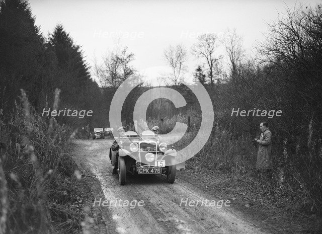 1935 1496 cc Singer competing in the Great West Motor Club Thatcher Trophy, 1938. Artist: Bill Brunell.