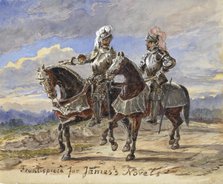 Two knights on horseback in a landscape, 1811-1873. Creator: Pieter van Loon.