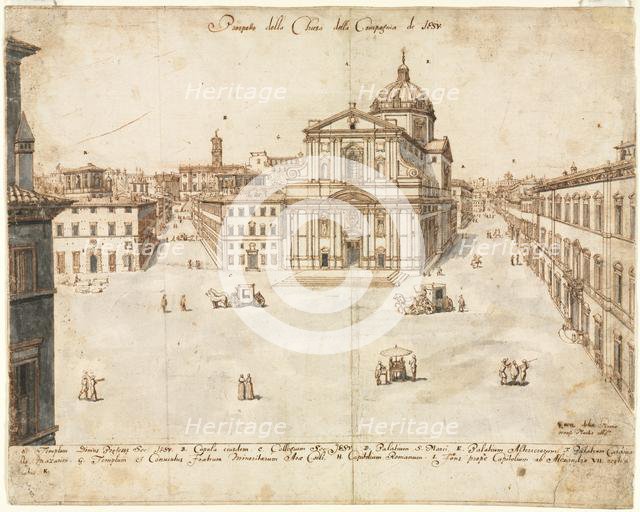 Eighteen Views of Rome: The Church of the Gesù, 1665. Creator: Lievin Cruyl (Flemish, c. 1640-c. 1720).