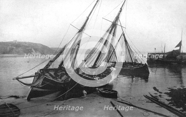 Boats in Tenby harbour, Pembrokeshire, Wales, 1924-1926.Artist: Francis Frith & Co